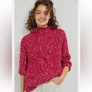 Anthropologie Maeve Maricarmen Cable-Knit Sweater Pink Small